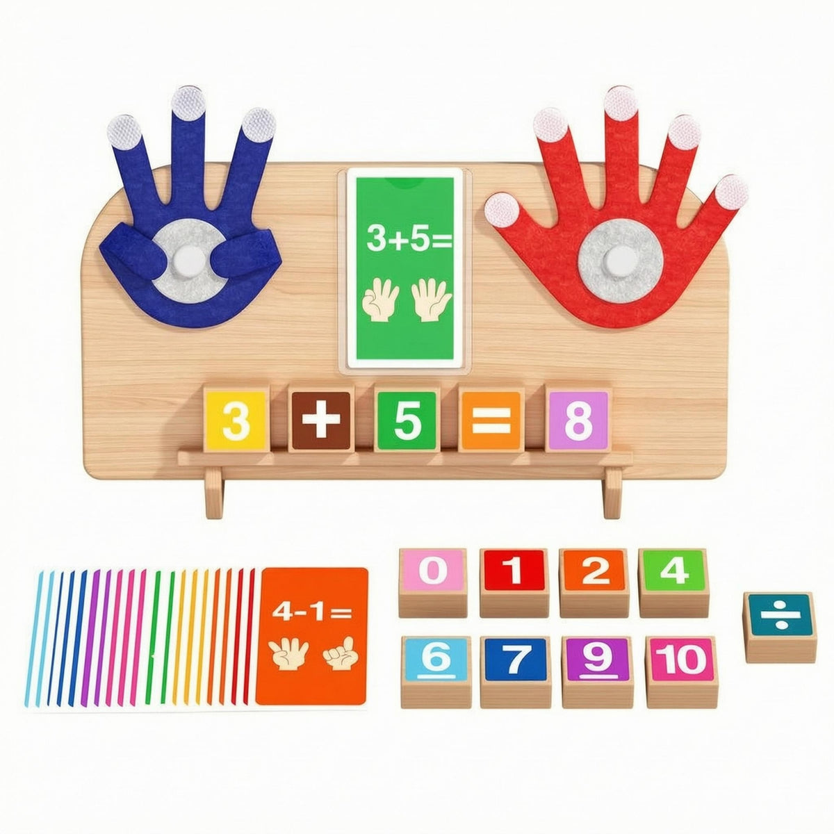 Preschool Number counting Blocks Counting Toy Hands-on Wooden Number Matching Set Colorful for Preschoolers, Children