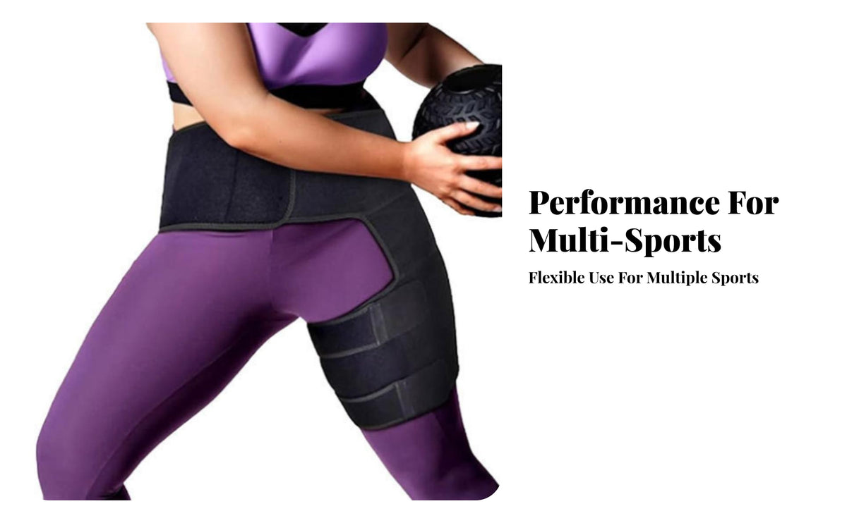 Hook and Loop Closure Thigh Support Wrap Adjustable Fit Upper Leg Support Wrap Open Front Fitness Gear Elastic for Sports, Exercise