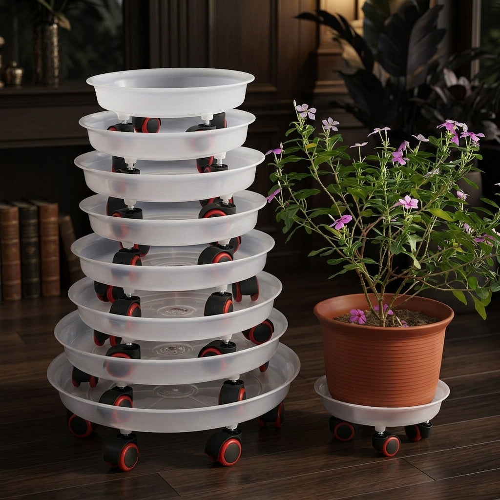 Heavy Duty Plant Stand with Wheels, Plant Pot Tray for Large Potted Plant, Floor Standing Indoor Outdoor Simple Style