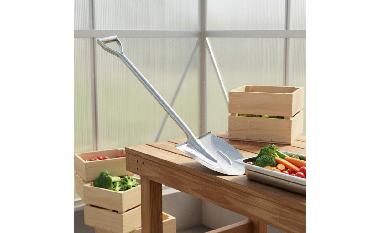 Rust-Proof Stainless Steel Shovel Food Grade All-Steel Digging Shovel Single-Piece Construction Heavy Duty Garden Spade Wear-Resistant for Farming, Camping
