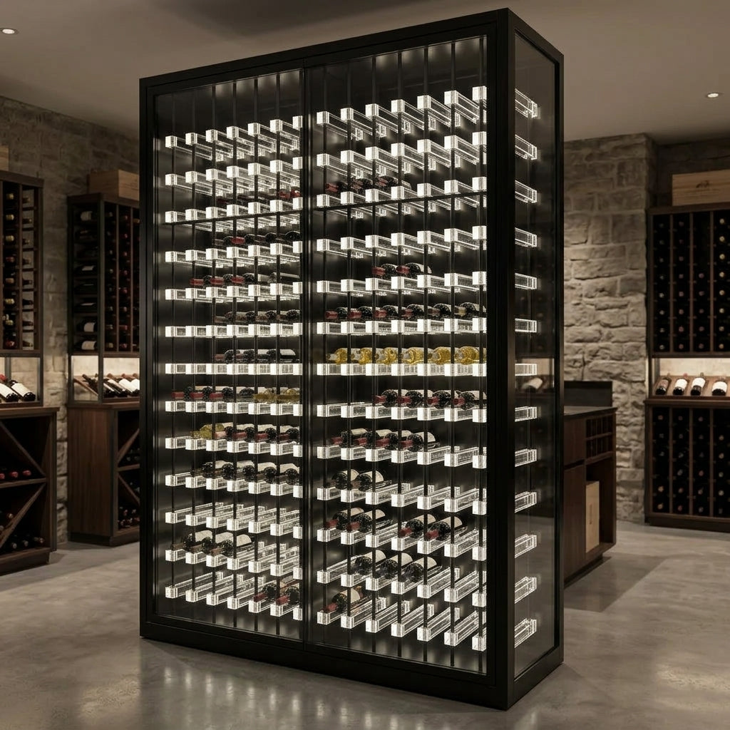 Illuminated Whiskey Shelf, Acrylic, Metal, Bottle Rack, Home Bar Counter, Liquor Shelf, Display