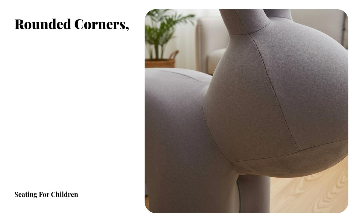 Rounded Edges Rabbit Shaped Stool Soft Suede Material Bunny Chair Cartoon Creature Ottoman for Toddlers, Families, Adults, Playroom, Living Room, Bedroom, Nursery
