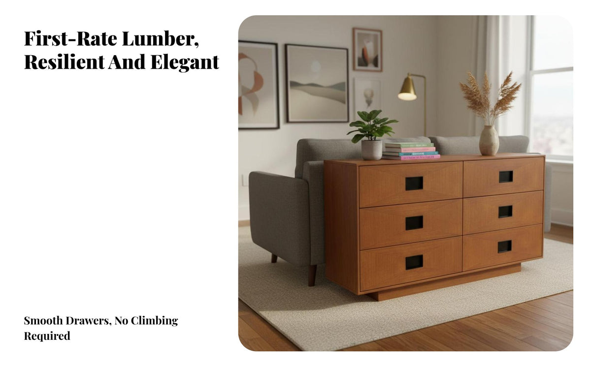 Solid Wood Mid-Century-Century Modern Sideboard Multi-Functional Mid-Century Century Modern Sideboard Versatile Usage Wooden Credenza Recessed Handles for Apartment Dwellers, Design Enthusiasts, Living Room, Entryway, Hallway, Home Office