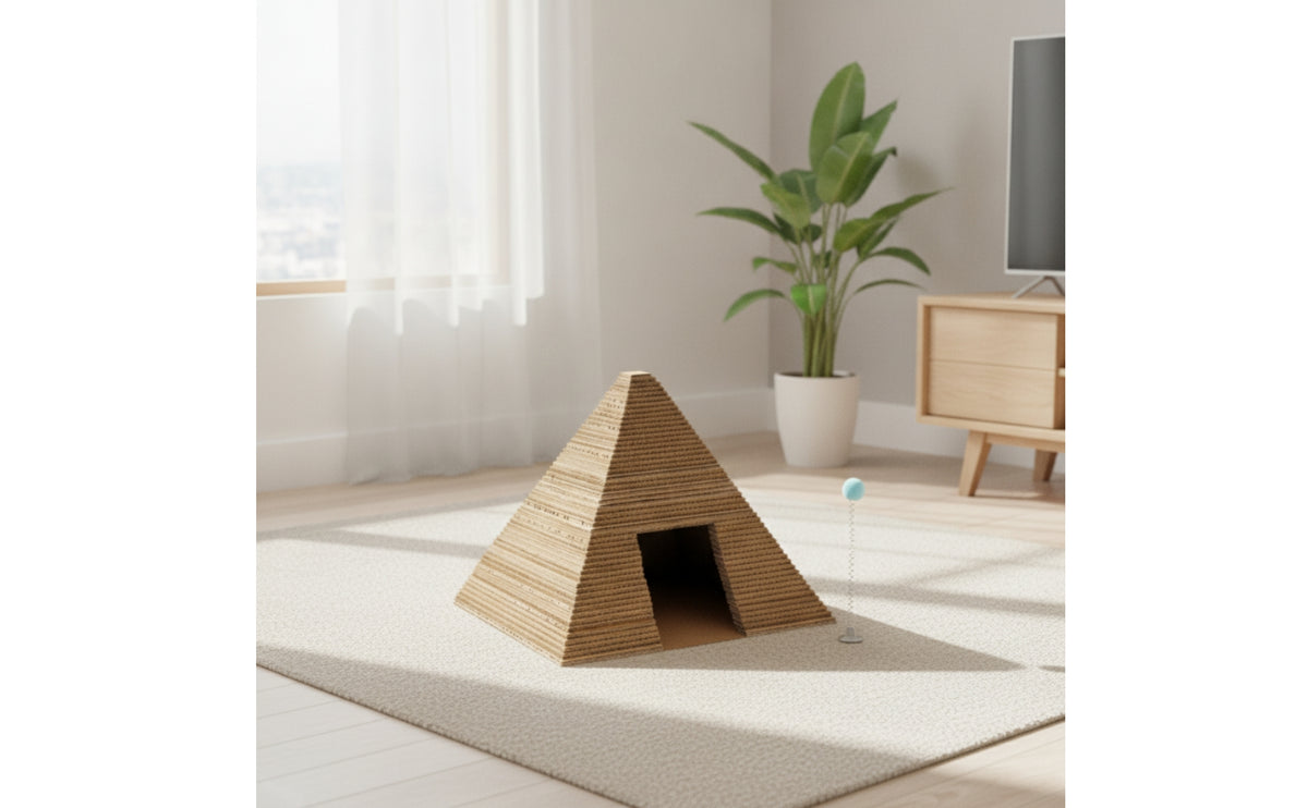 Cat Hideaway with Teaser Ball Wear-Resistant Corrugated Cat Scratcher House Scratch House Private Pet Furniture Eco for Cats