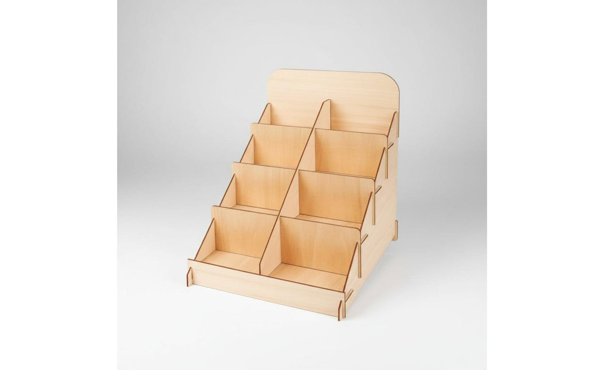 Greeting Card Holder Versatile Wooden Card Display Stand Portable Stair Step Display Rack for Countertop, Desk