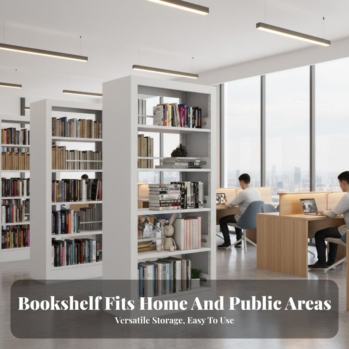 Library Shelving Heavy Duty Steel Bookshelf Stable and Sturdy Document Storage Shelf for Book Collectors, Office Workers, School, Study Room, Entryway