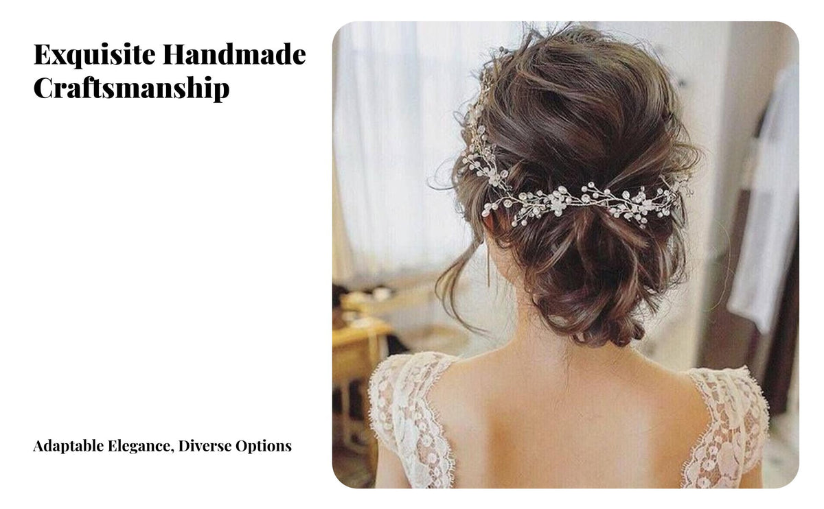 Wedding Hair Jewelry Handmade Bridal Hair Sprig Crystal Bead Headpiece Elegant Design Flexible Bridal Headband for Weddings