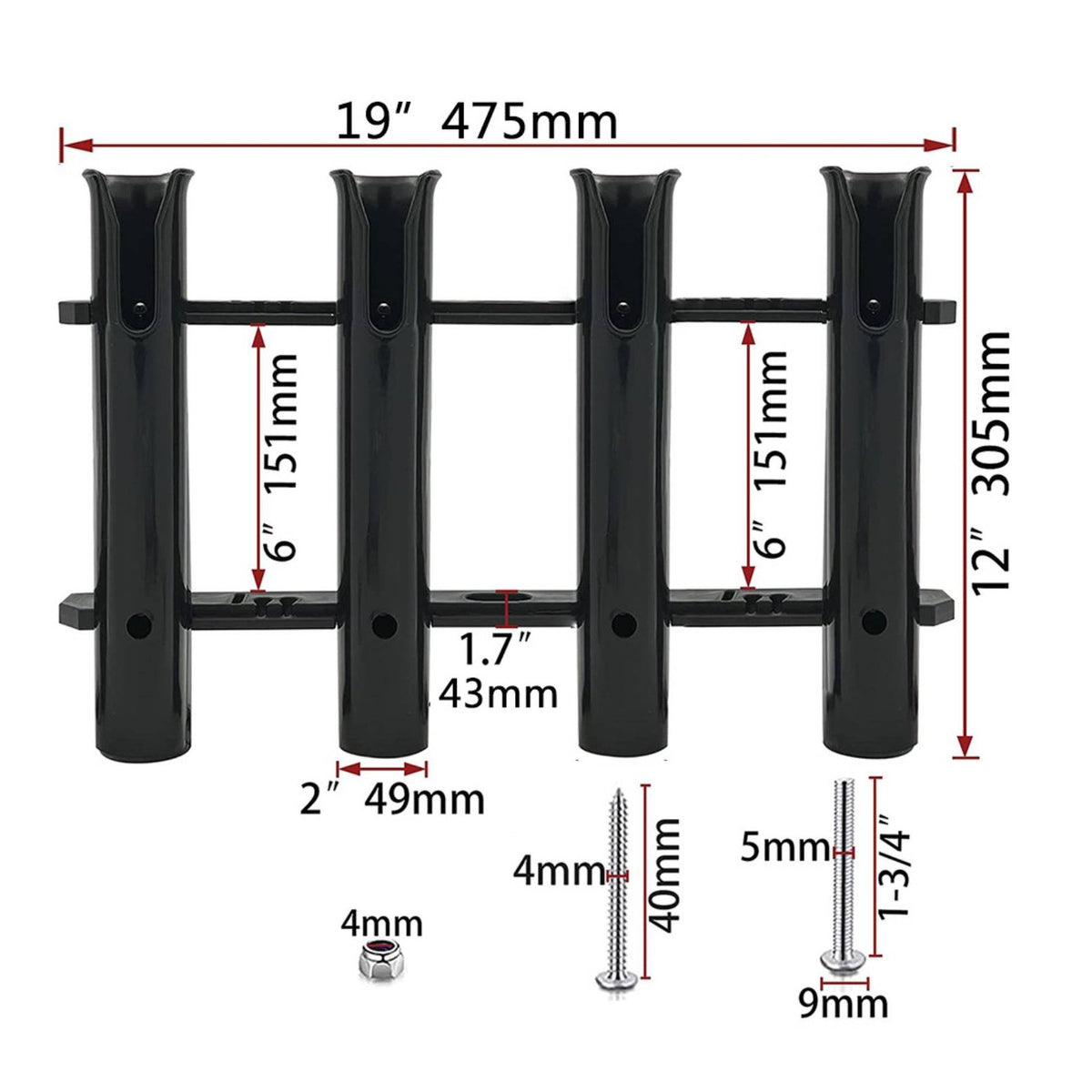 4-Tube Fishing Rod Holder Easy Installation 4 Tube Fishing Rod Holder for Anglers