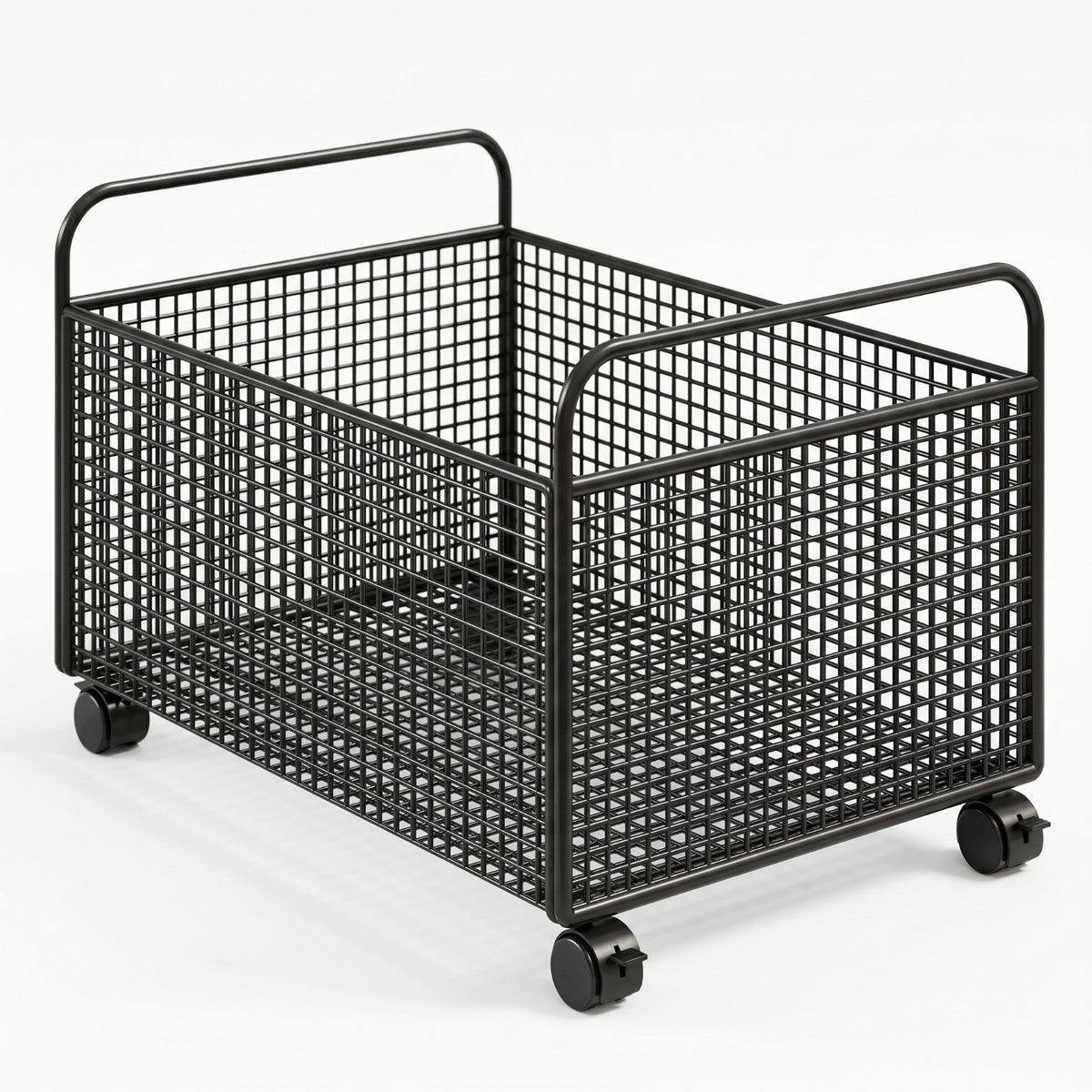 Tubular Handles Mobile Book Cart Furniture Wire Storage Cart Rectangular for Classroom