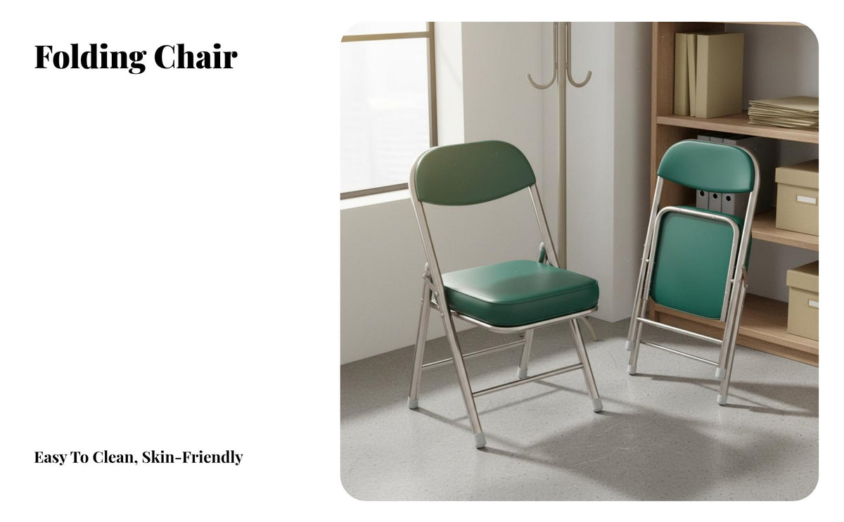 Foldable Padded Folding Chair Space-Saving Metal Frame Folding Chair No Assembly Required Portable Seat Strong Load-Bearing for Office Workers, Homeowners, Meeting Room, Conference Hall, School, Events