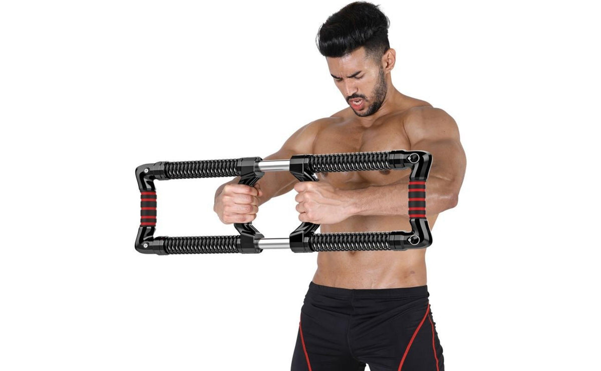 100 Kg Resistance Adjustable Coil Chest Expander Home Workout Pull Push Grip Bar Sturdy Steel Springs Arm Strength Exerciser Non-Slip Handle for Men