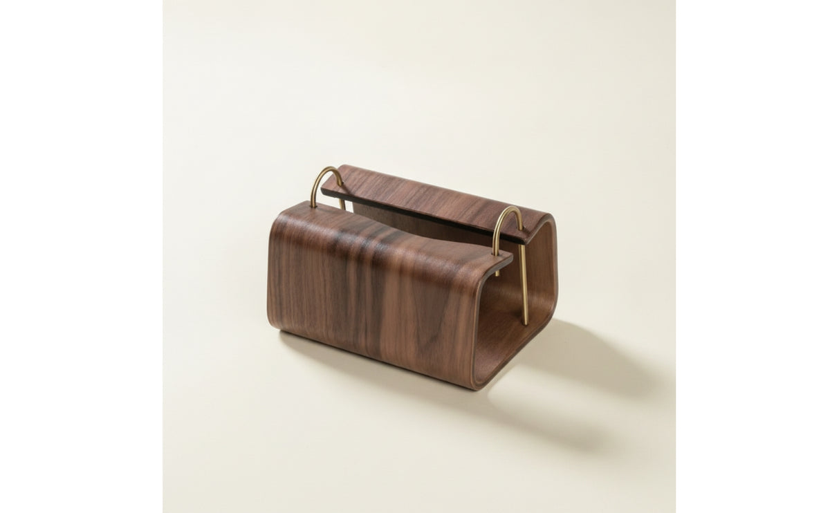 Tissue Box Holder Wooden Tissue Box Cover with Metal Frame Walnut-Style Tabletop for Living Room, Bedside Table