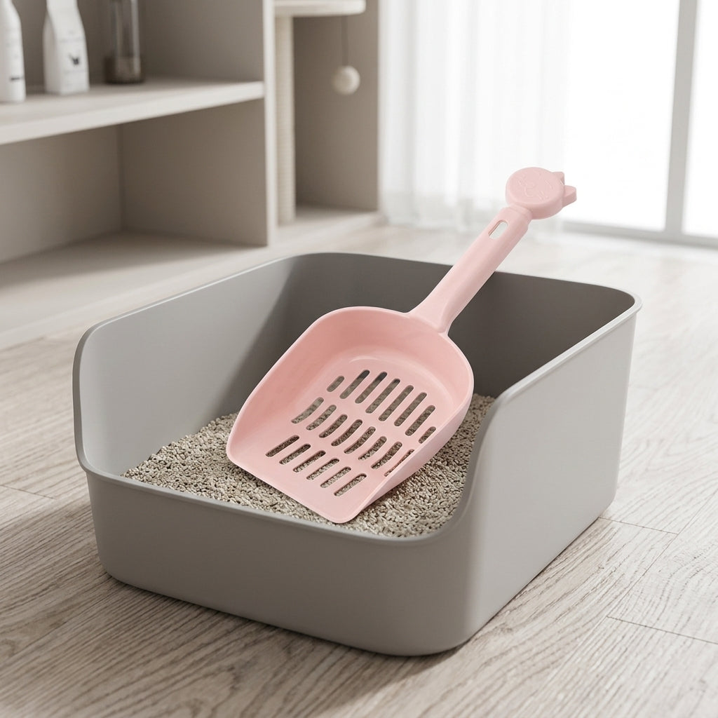 Litter Sifter with Slotted Sieve, Thickened Sand Sifter for Cleaning Used Litter, Hollowed Out Handle for Cats and Kittens