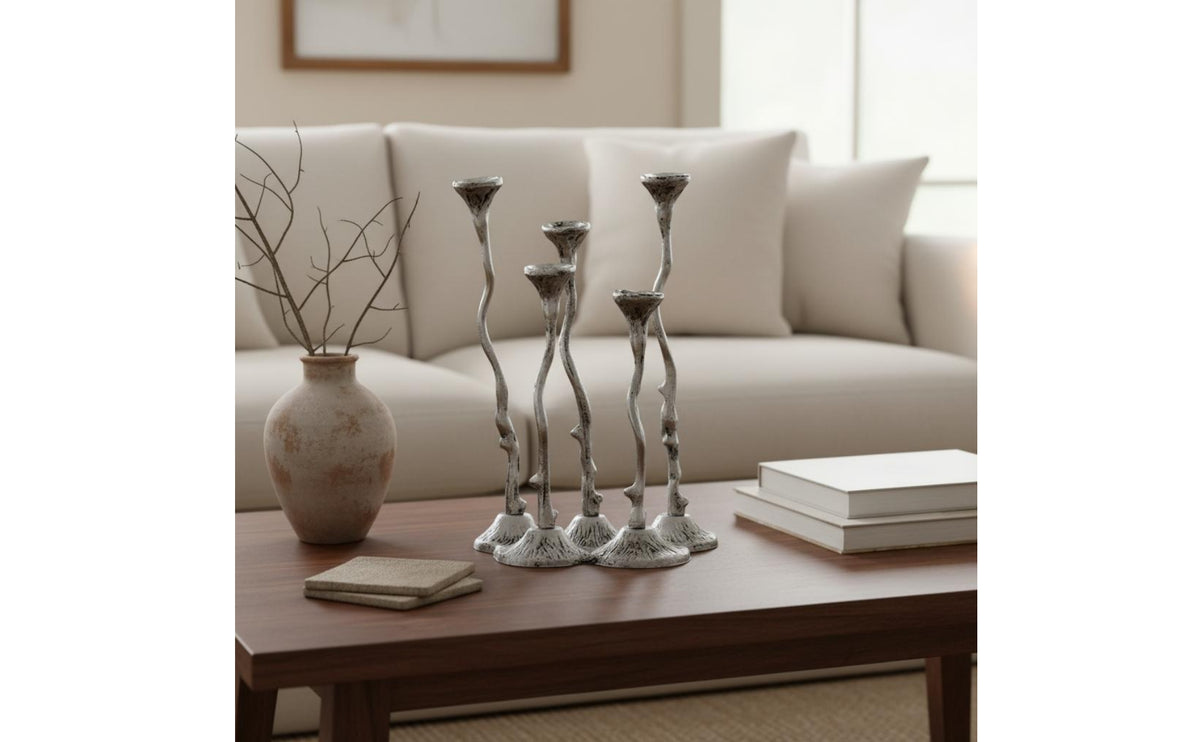 Cast Aluminum Candle Holder Stable Foundation with Five-Arm Candle Holder Smooth Profile Table Centerpiece