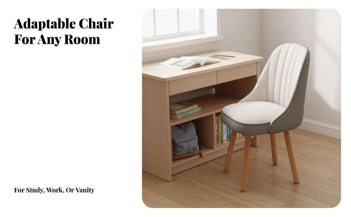 Upholstered Task Chair Armless Design Upholstered Makeup Seat Ergonomic Home Furniture for Students, Adults, Study Room, Bedroom, Bathroom