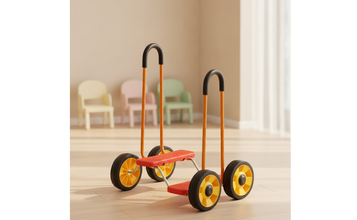 Metal-Frame Foot Pedal Car with Rubber Wheels Four-Wheel Balance Foam-Grip Toy Car-Grip Push-Along Gross-Motor for Playroom