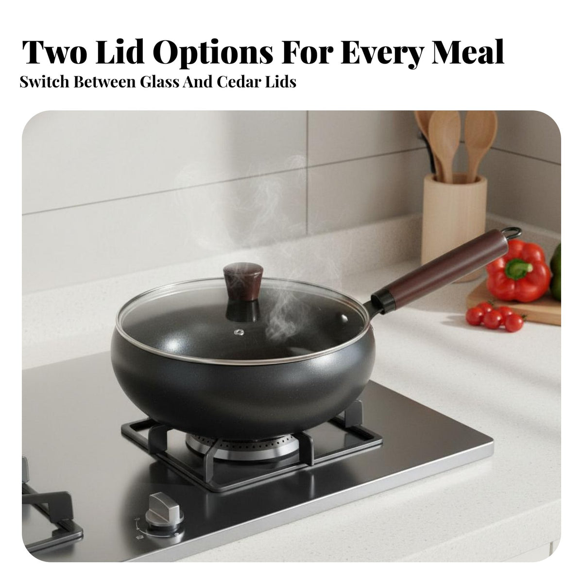 Hand Hammered Iron Wok Non-Stick Flat Bottom Nonstick Wok Chinese Iron Cooking Pan Even Heat Distribution for Gas Cooktop