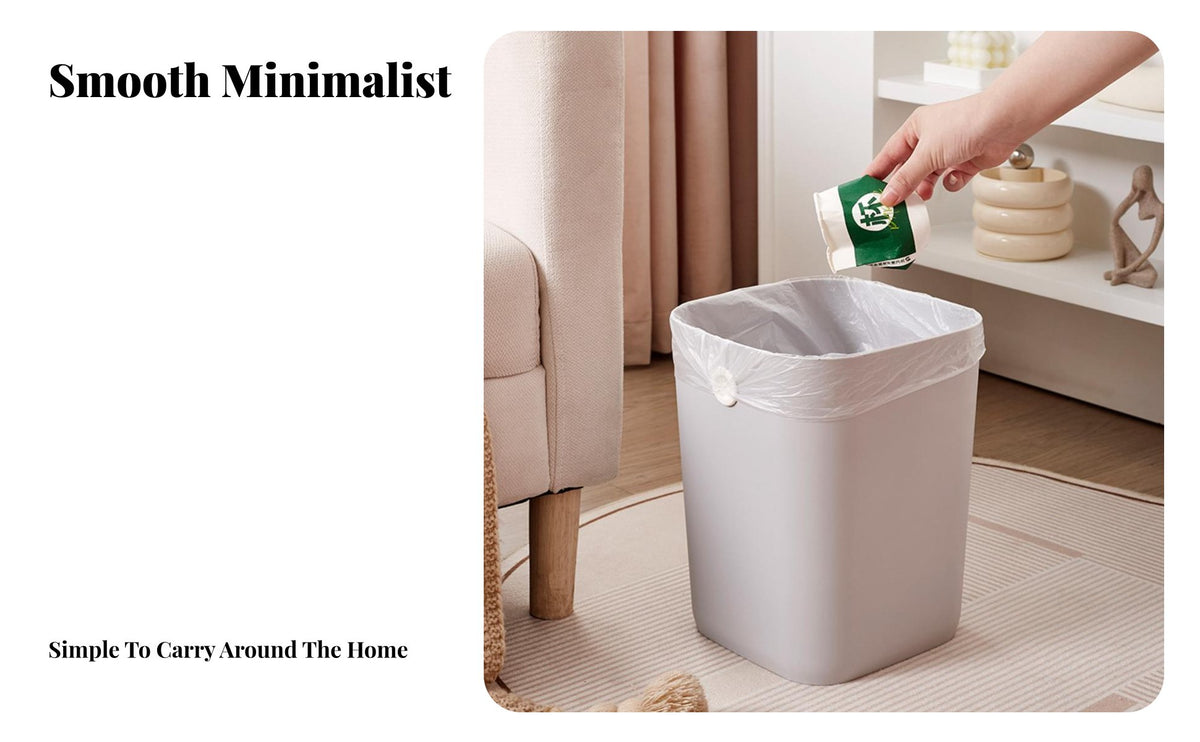 Square Plastic Trash Can Easy to Clean Lidless Garbage Bin Simple Paper Basket Minimalist Design Waste Bin with Bag Holder