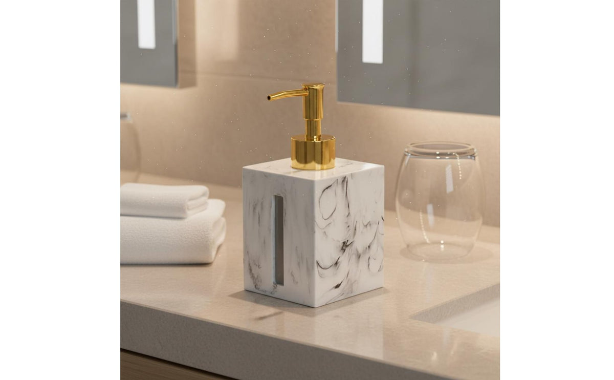 Resin Shampoo Bottle High-End Design Marble Pattern Dispenser Bathroom Supply Easy to Clean Liquid Container for Hotels, Kitchen