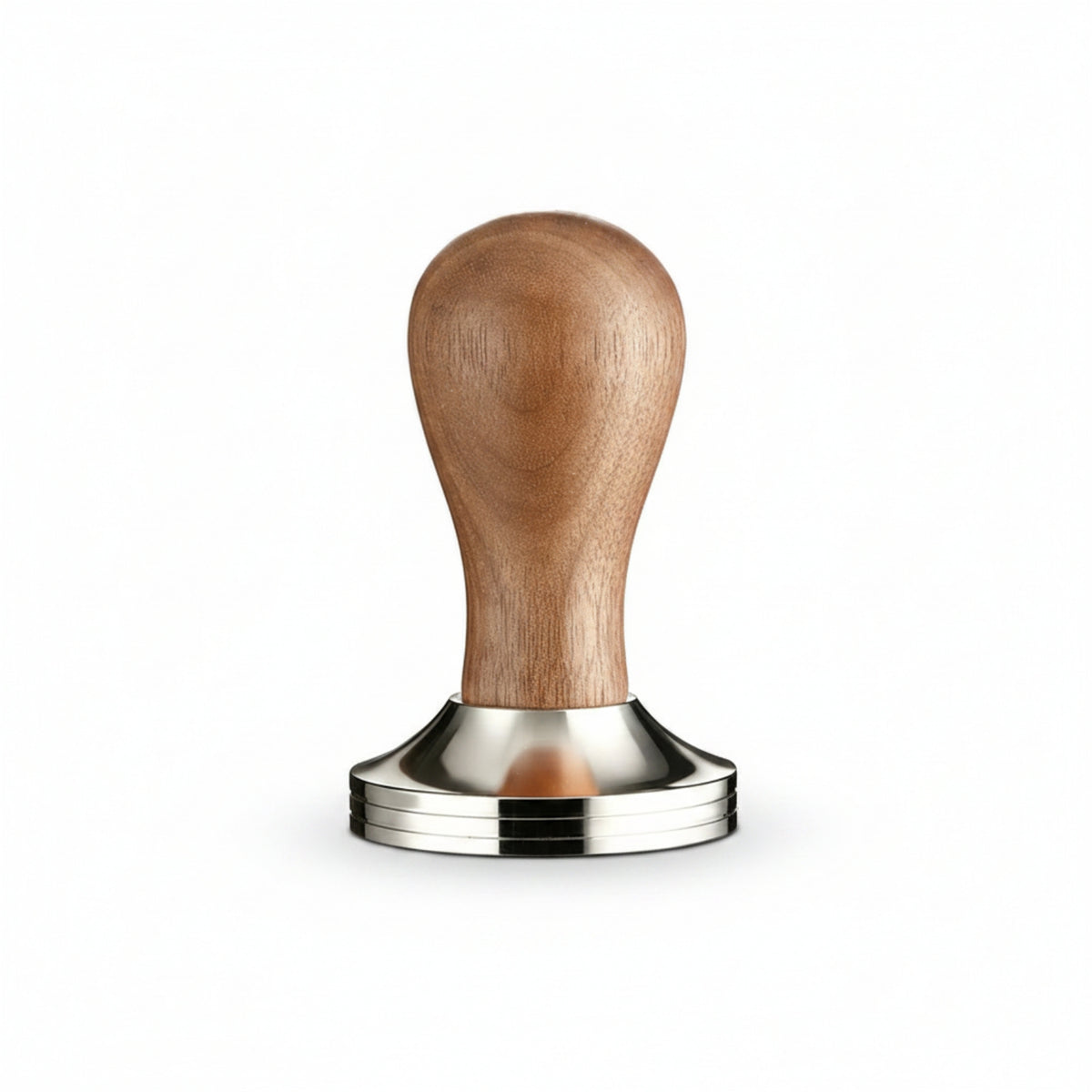 Polished Wooden Coffee Tamper Layered Metal Edge Detachable Coffee Tamper