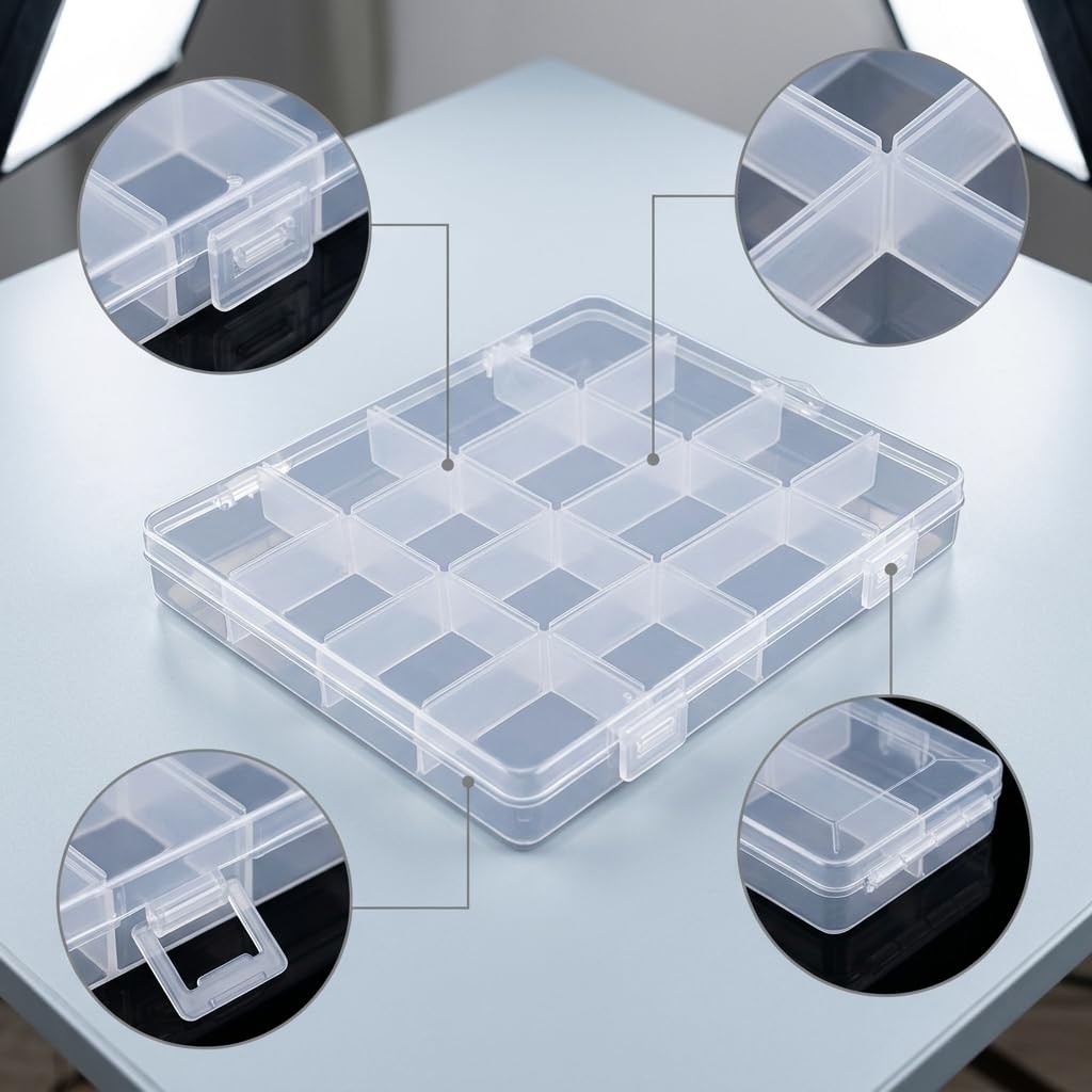 Portable Transparent Storage Box for Beads, Jewelry, and Small Craft Items - Square Design