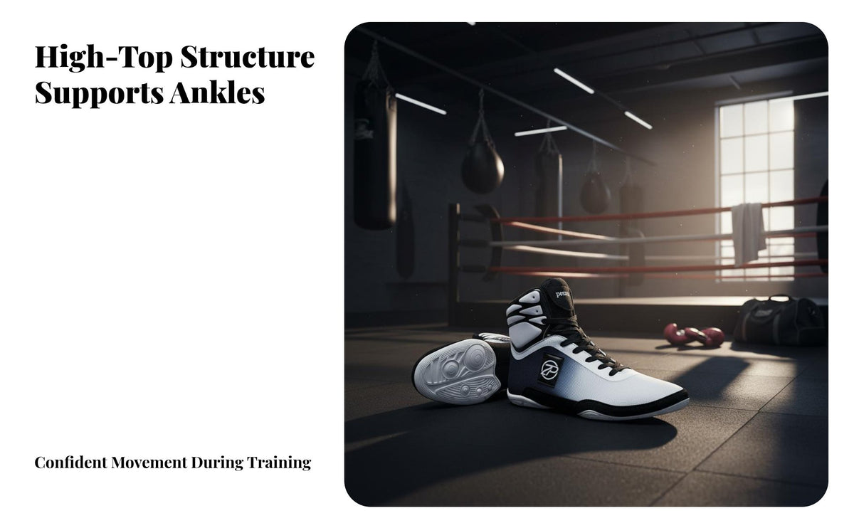 High Pugilistic Shoes Ankle Support Muay Thai Training Boots Anti-Slip Sole Fighting Shoes for Wrestlers, Beginners, Fighting Sports, Fitness, Gym