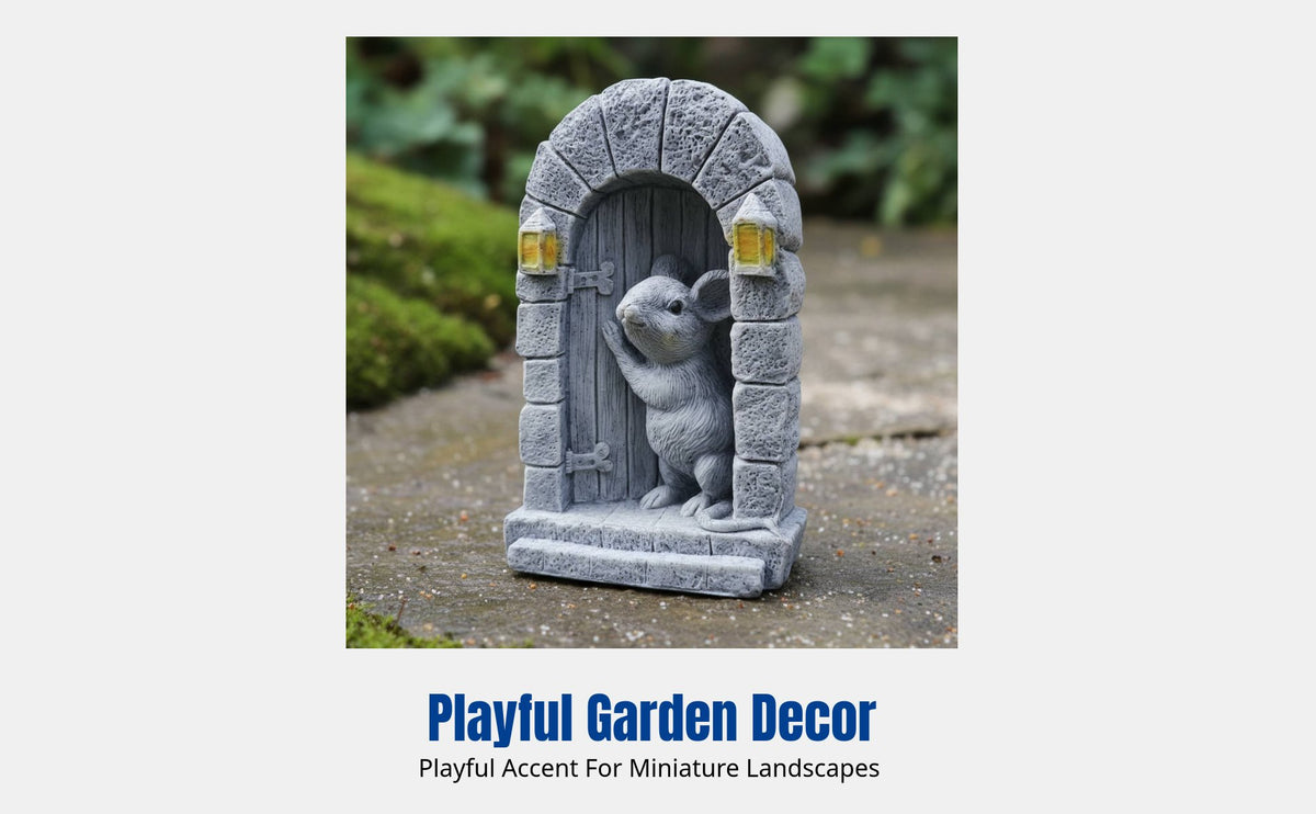 Handmade Door Simulation Figurine, Resin Stone Sculpture, Garden Decor, Miniature Scene Ornament