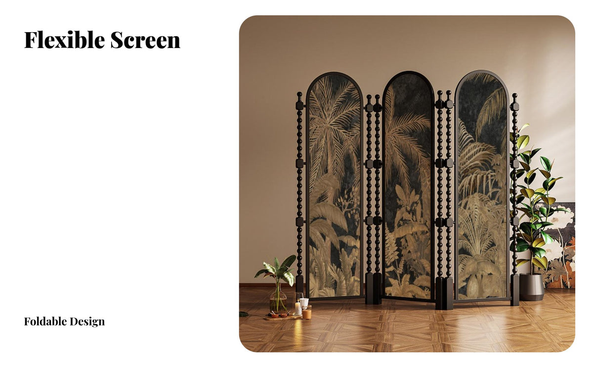 French design Arched Multi-Panel Screen Foldable Room separater Movable Folding Partition Vintage Design for Apartment Dwellers, Homeowners, Interior Designers, Bedroom, Home awayice, Entryway