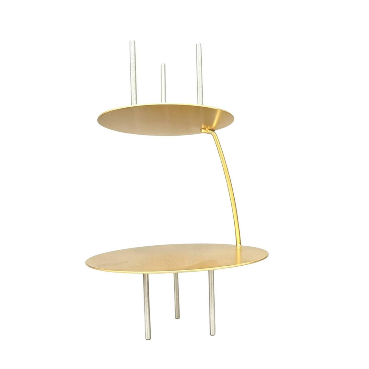 Gold-Toned 2-Tier Cake Stand Painted Metal Cake Stand Round Elegant for Party Planners, Bakers, Weddings, Parties