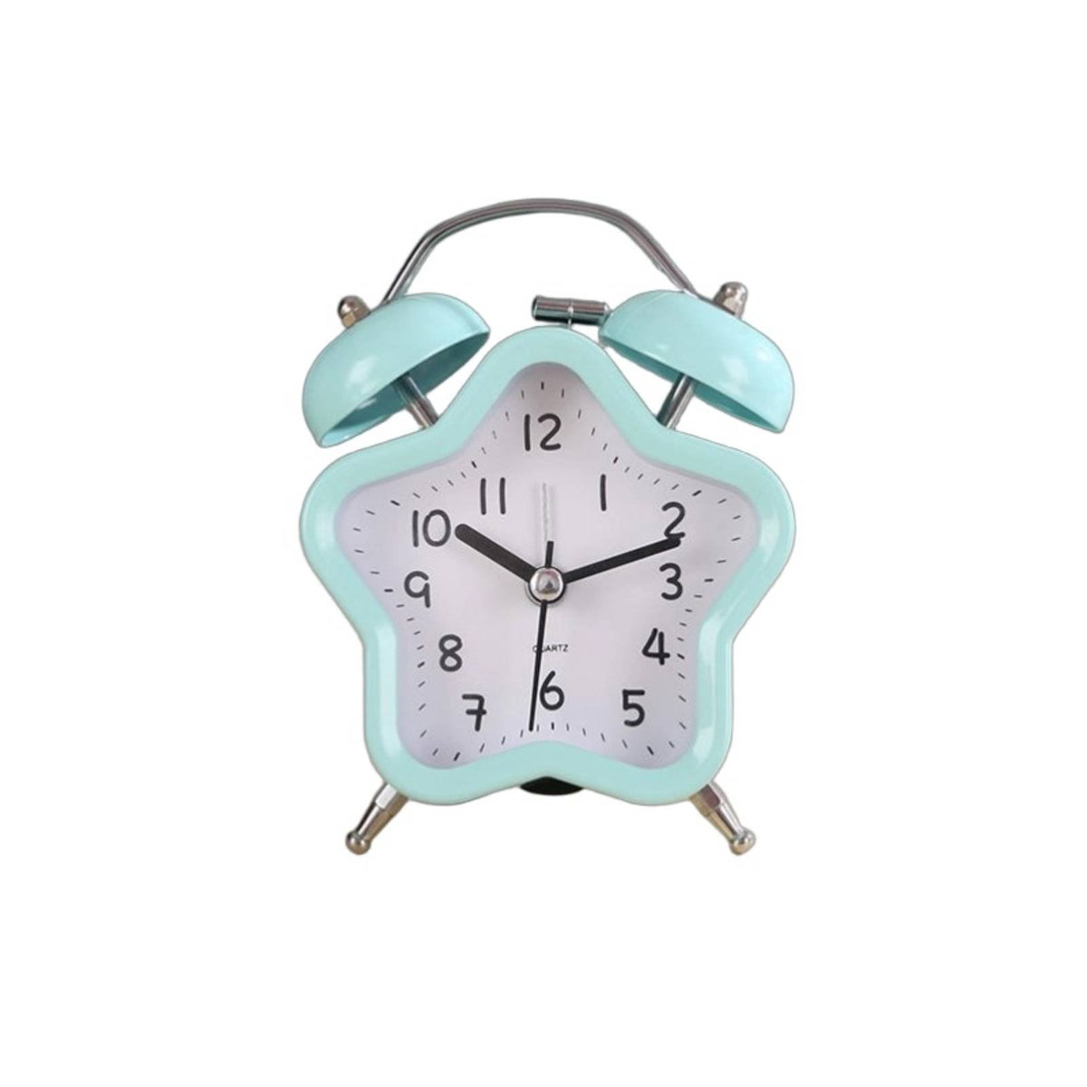 Silent Movement Star-Shaped Alarm Clock Metal Frame Home Decor Pastel Colors for Students, Heavy Sleepers