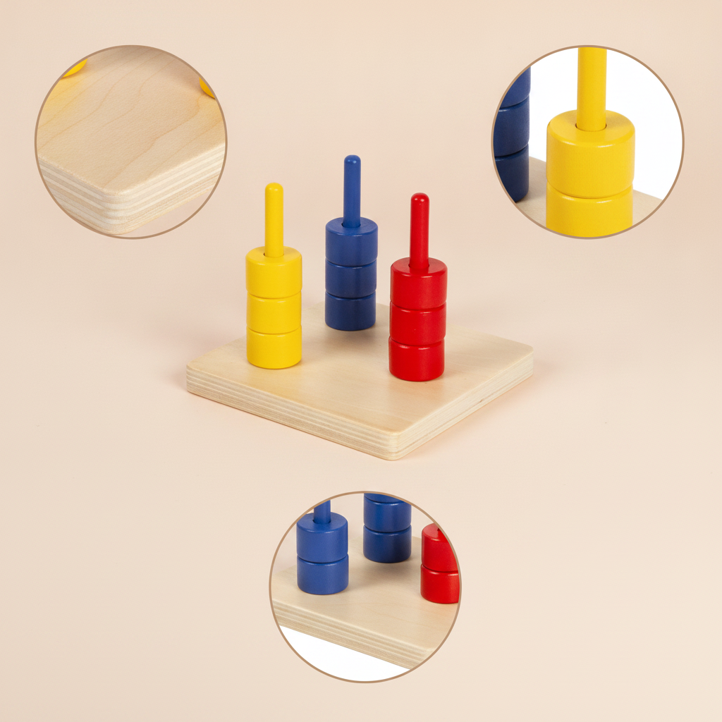 Montessori Wooden Rainbow Stacking Rings Sensory Educational Toy for Toddlers