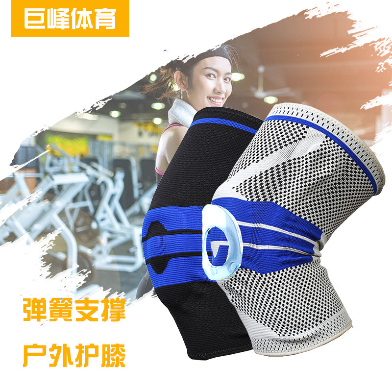 Sports Knee Brace with Spring and Silicone Pad for Running, Badminton, Fitness, Basketball, Cycling, and Football