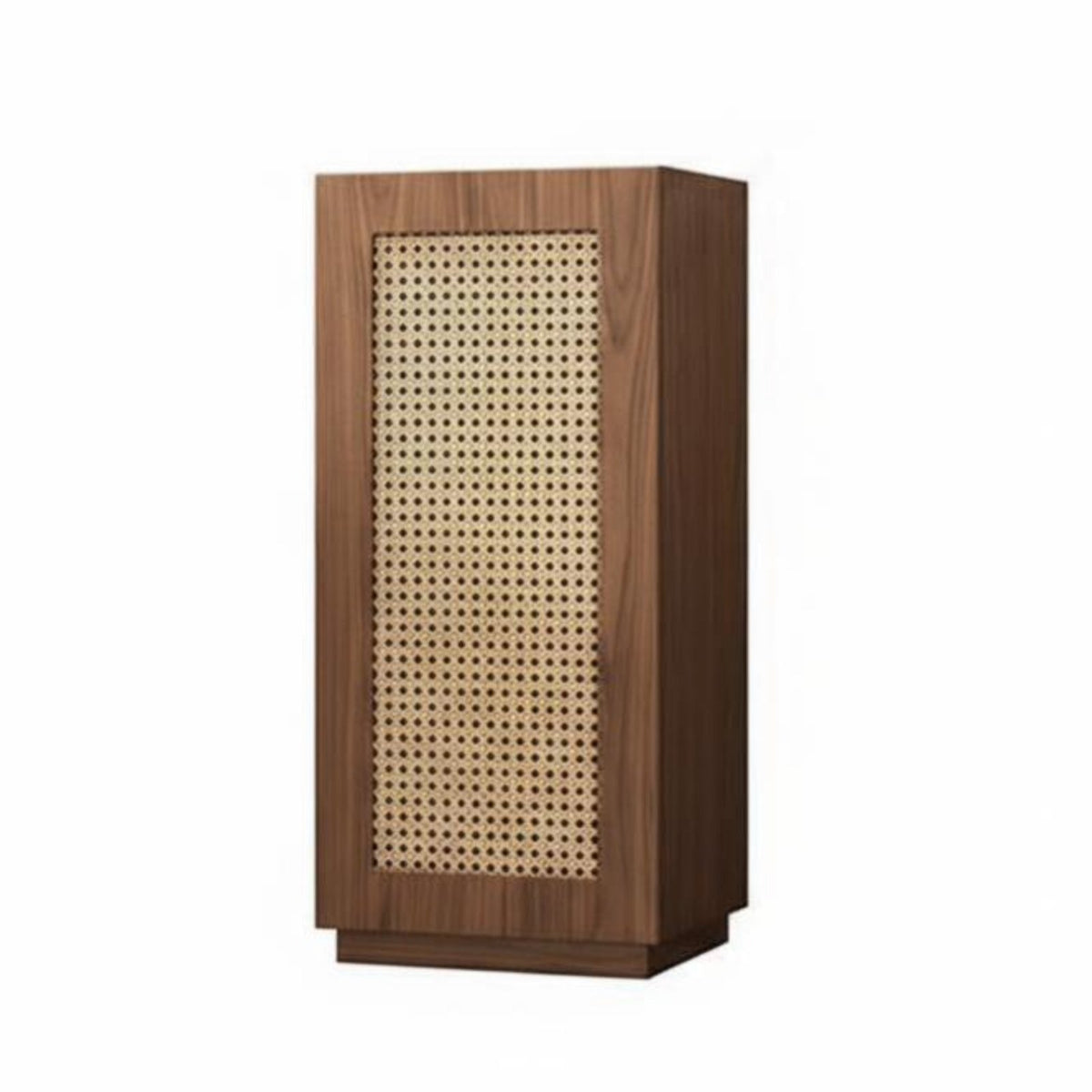 Japanese Design Cane Door Nightstand Retro Aesthetic Bedside Table Minimalist Design Storage Furniture Sturdy Construction for Homeowners, Adults, Couples, Bedroom, Living Room, Entryway