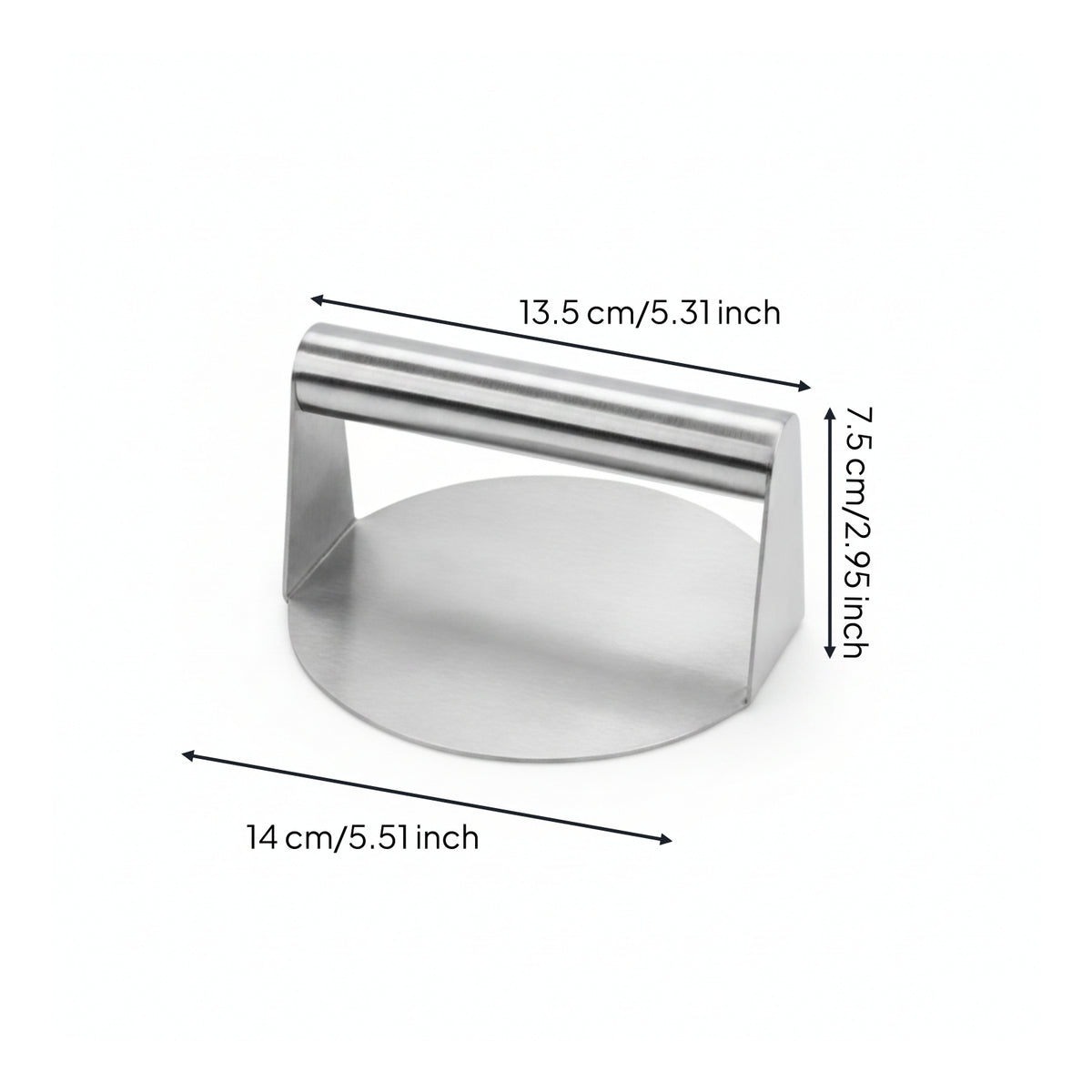 Stainless Steel Meat Press with Handle Flat Bottom Burger Press Compact Steak Weight Heavy-Duty for Outdoor Grilling