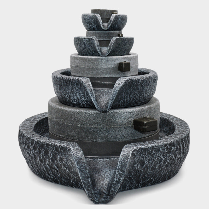 Miniature Resin Millstone Fountain Ornament for Garden and Balcony Decor