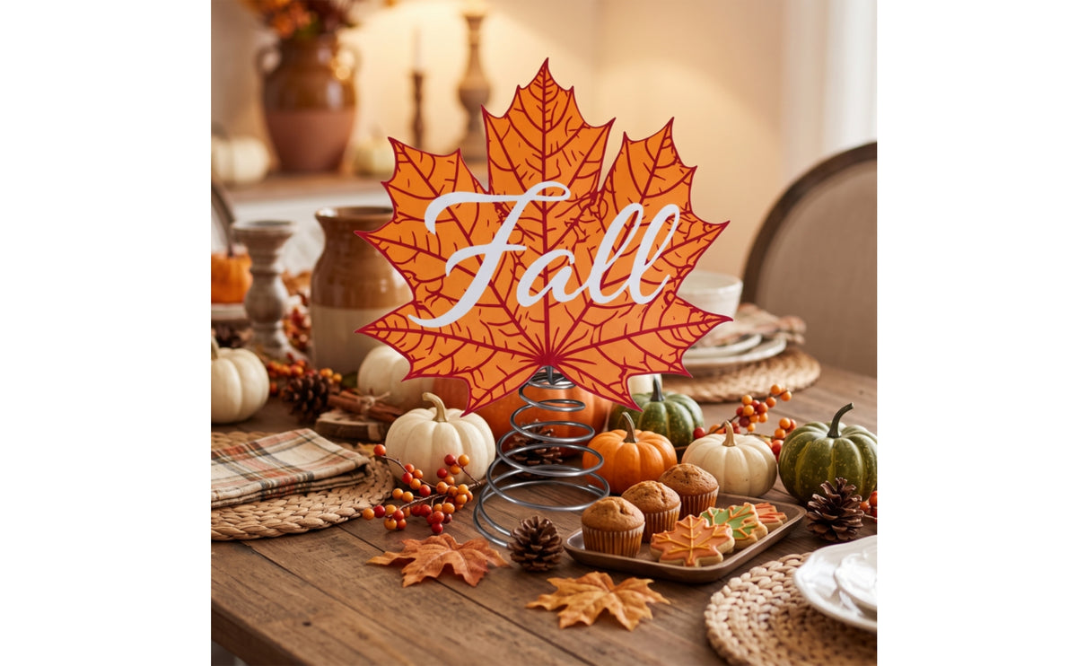 Thanksgiving Maple Leaf Tree Topper Festive Tree Topper with Spring Base Soft Decorations Lightweight for Mantel