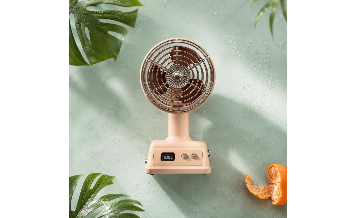 Type-C Charging Retro Desktop Fan 100 Speeds Rechargeable Desk Fan