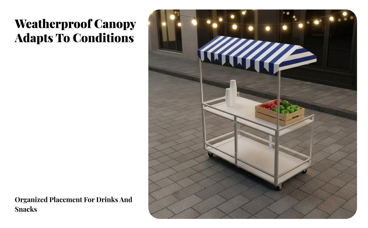 Portable Folding Stall Cart Versatile Foldable Vendor Push Cart Quick Setup Street Food Trolley for Vendors, Night Markets, Festivals, Commerce Shows