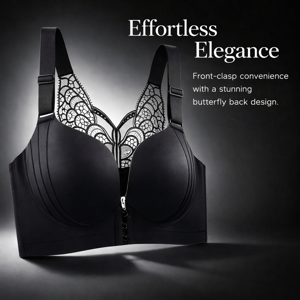 Support Bra for Women with Front Closure Design, Plus Size Comfort Sleep with Racerback and Adjustable Straps, Graduated Padding for Lift