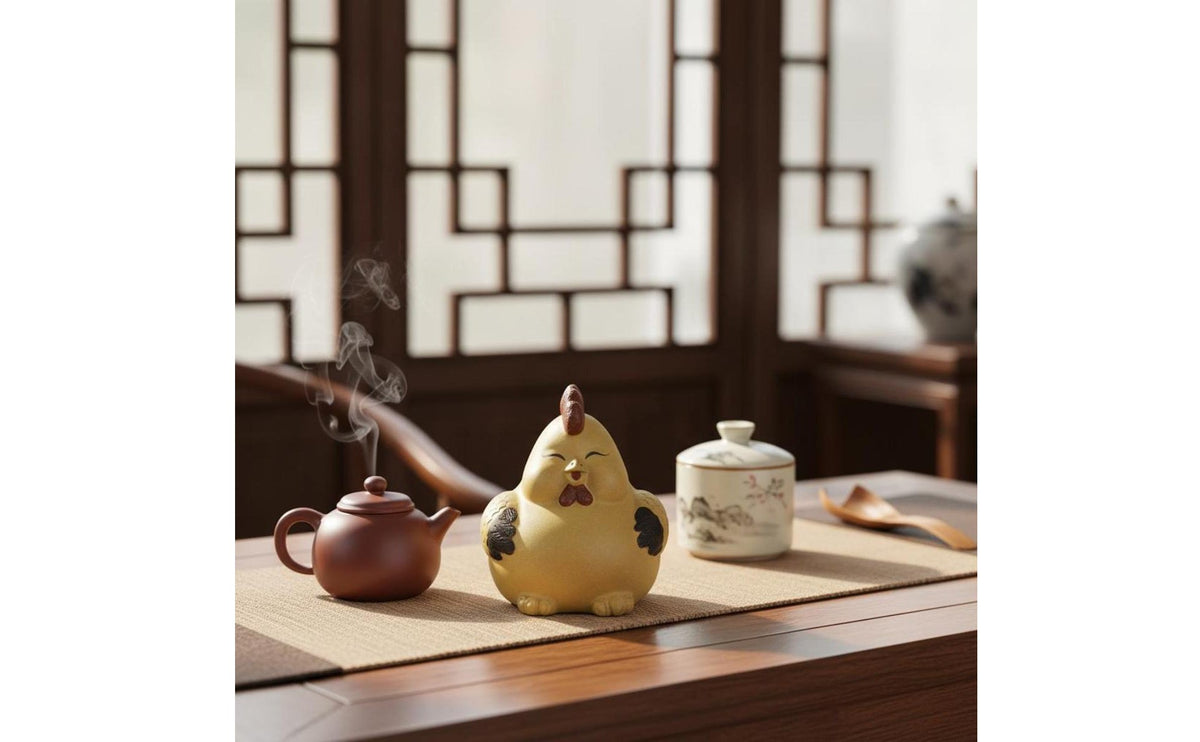 Yixing Clay Chicken Tea Fortunate Symbol Luck Charm Yixing Clay Tea Pet Develops Patina Over Time Violet Clay Animal Sculpture for Collectors