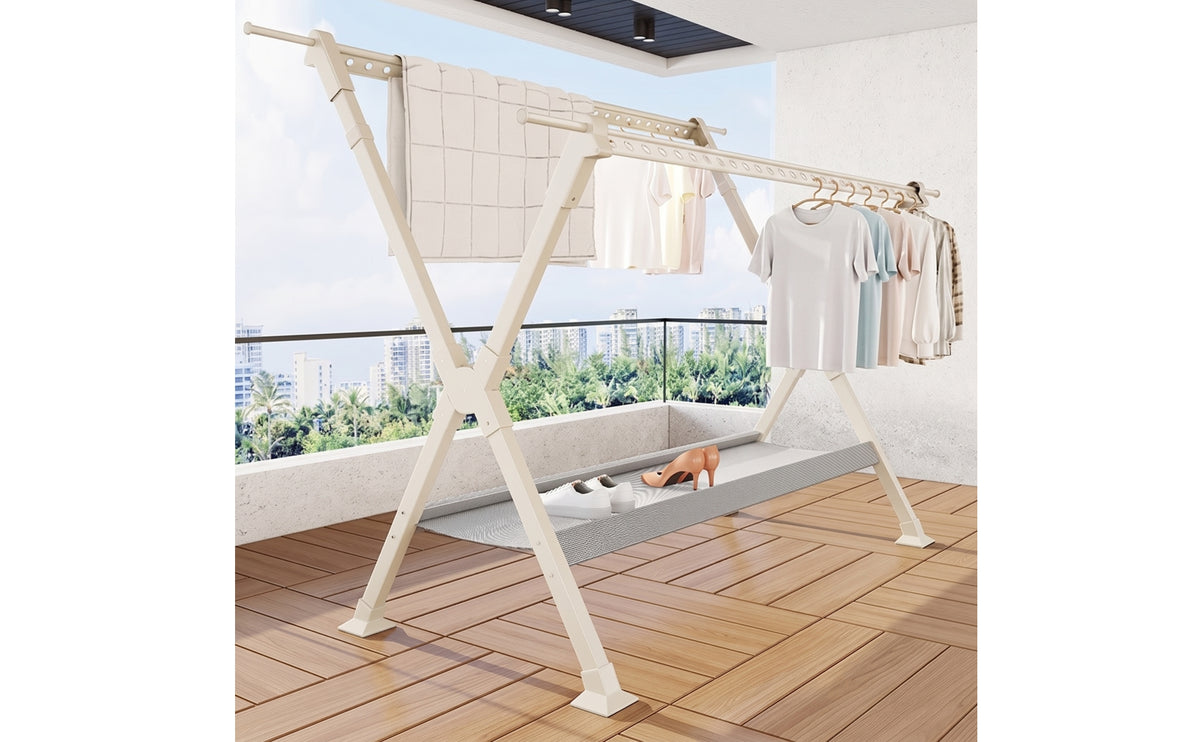 Freestanding Foldable Drying Rack Telescopic Laundry Drying Rack Portable Clothes Airer Collapsible for Apartment