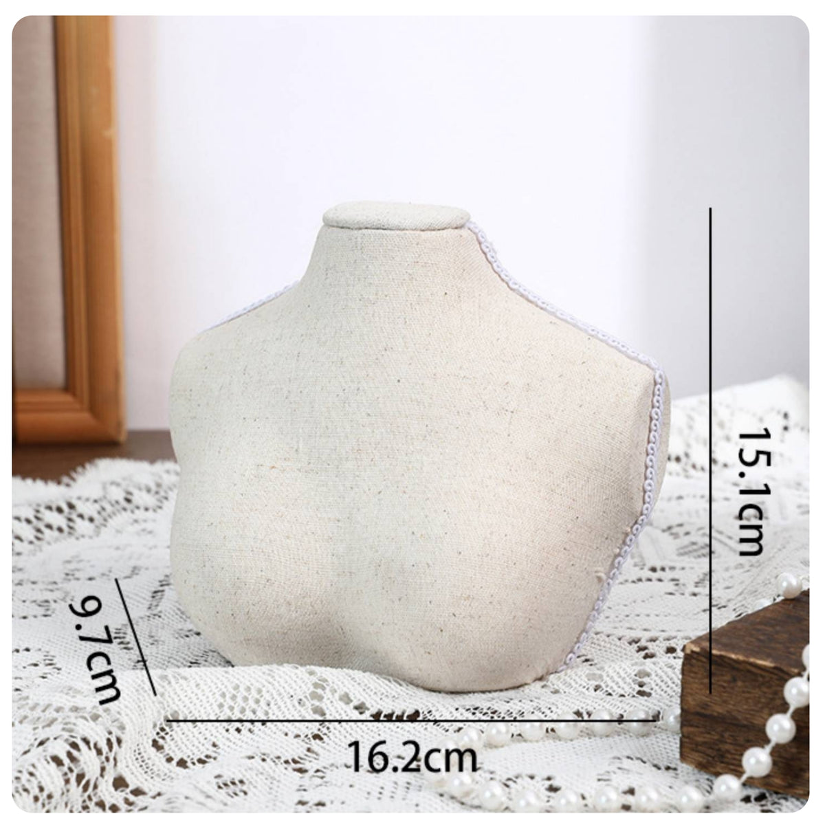 Necklace Display Bust Light Beige Necklace Bust Display Stand Torso-Shaped Pendant Chain Holder
