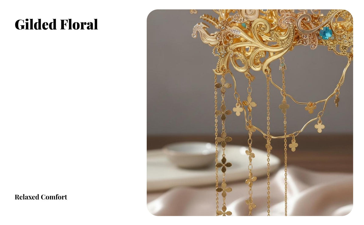 Traditional Chinese Hair Crown Exotic Design Traditional Chinese Headdress Grotto Design Tiara Intricate Filigree Ancient