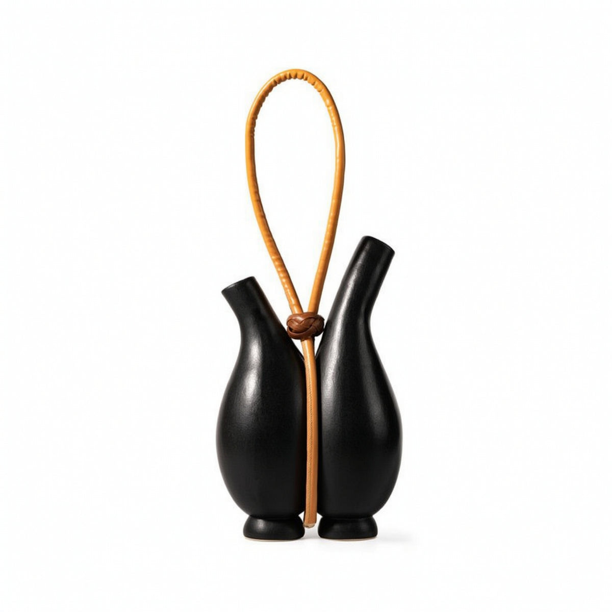 Resin Vase with Handle Sculptural Double Bottle Vase Lightweight for Living Room, Bookshelf