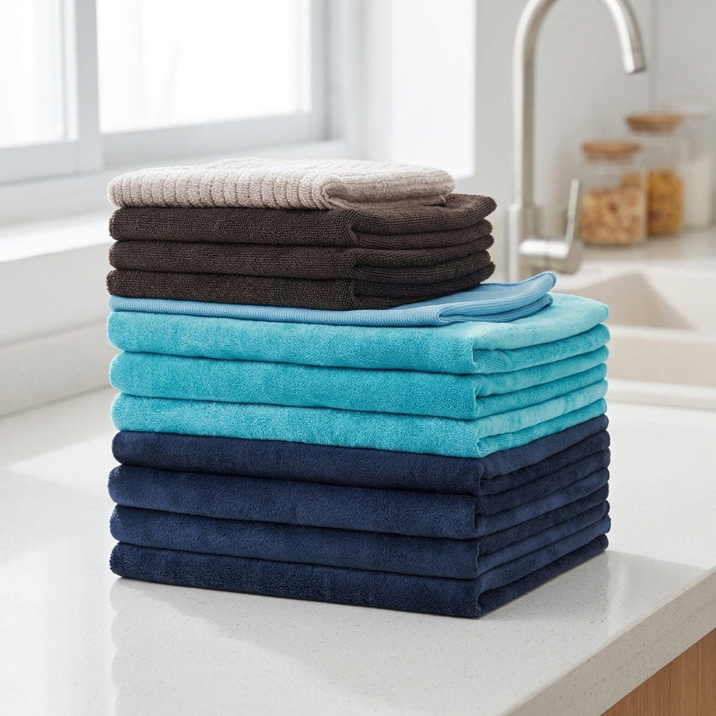 High Absorbency Microfibre Cloth and Microfibre Towel, Assorted Cleaning Cloths for Kitchen and Glass, Lint and Streak Car Care