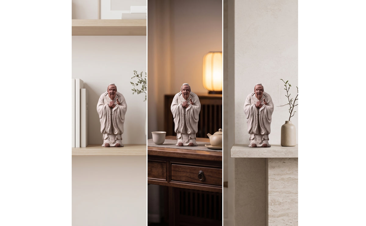 Scholar Figurine Traditional Ceramic Figurine Zen for Study