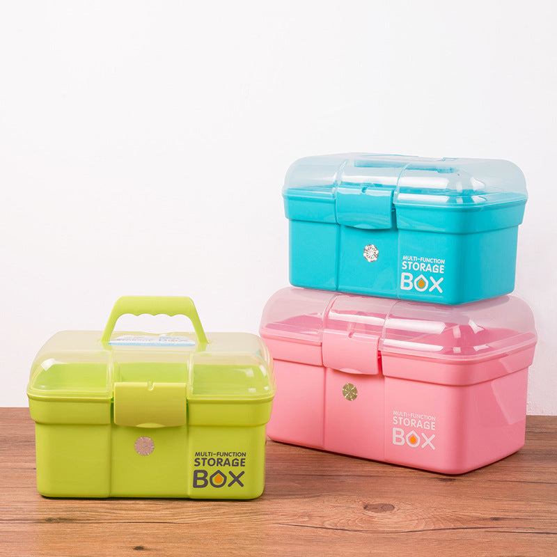 Portable Transparent Plastic Storage Box with Handle for Medicine or Cosmetics
