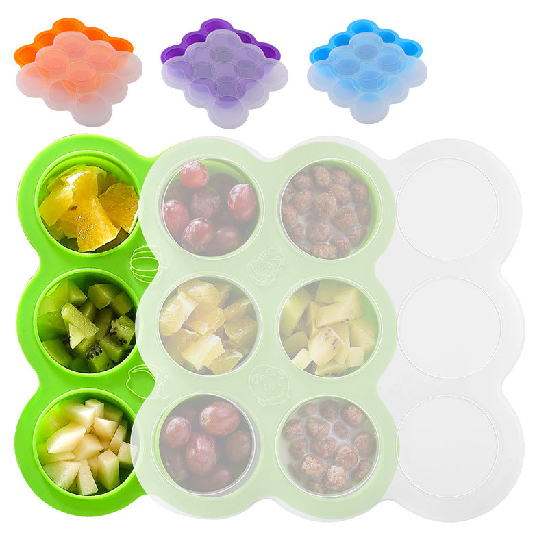 9-Hole Silicone Baby Food Storage Container with Lid, Freezer Tray for Purees, Ice Cubes, and Snacks