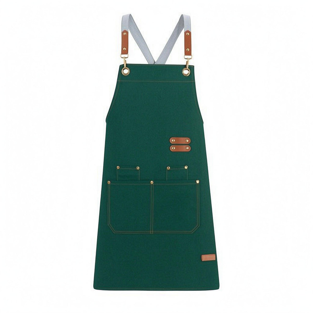 Large Front Pocket Cross-Back Apron Long Work Apron Leather-Look Strap Tabs Workwear Adjustable for Kitchen, Gardening, Service
