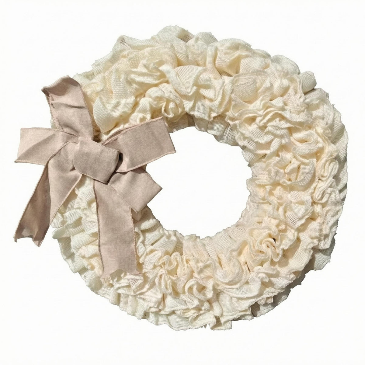 Textured Burlap Wreath Handmade Decorative Wreath Indoor Outdoor Home Decor Year Round for Wall Hanging
